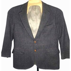 Vintage Chaps Ralph Lauren Men's Blazer Sport‎ Coat Wool gray red Plaid designer